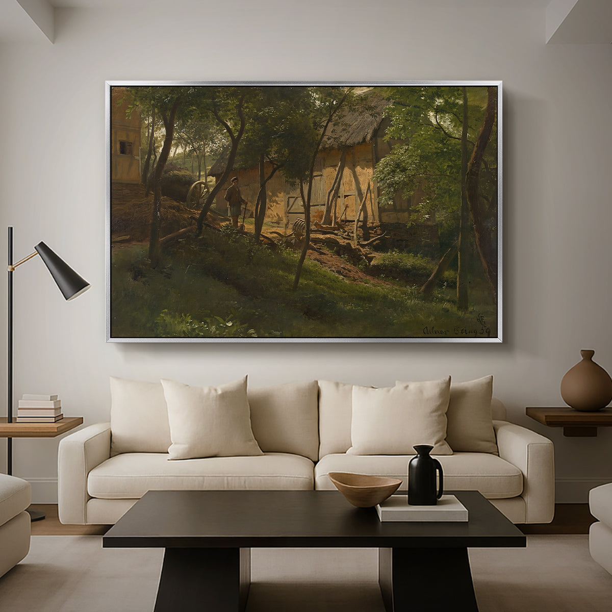 German Farm, 1859 - Floater Framed Canvas Print