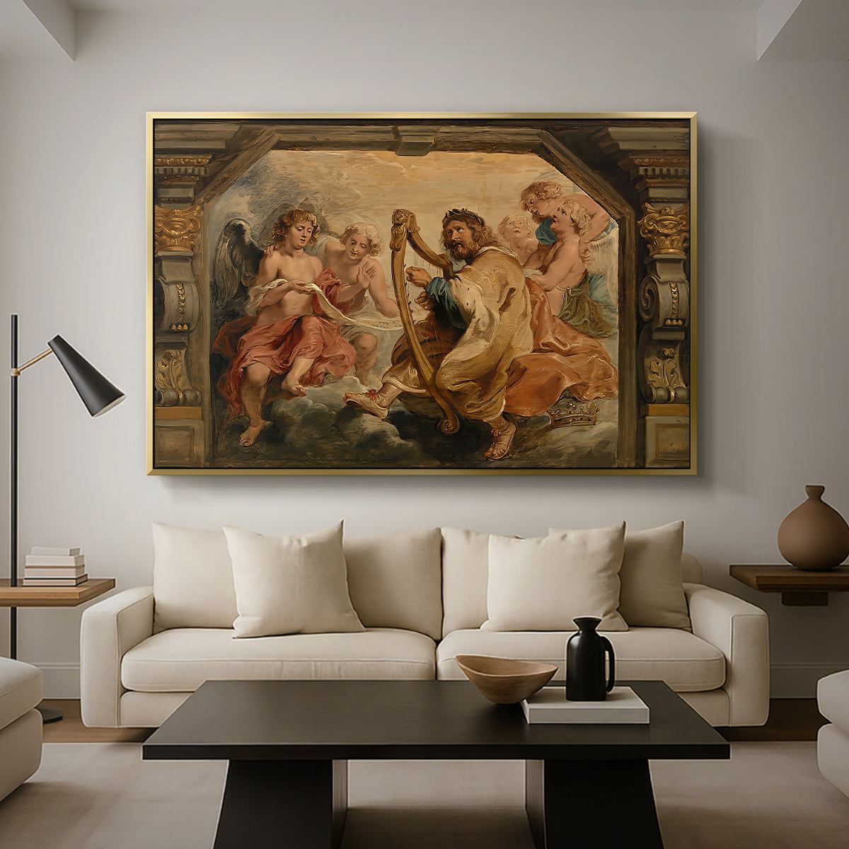 King David Playing the Harp, c. 1627-1628 - Floater Framed Canvas Print