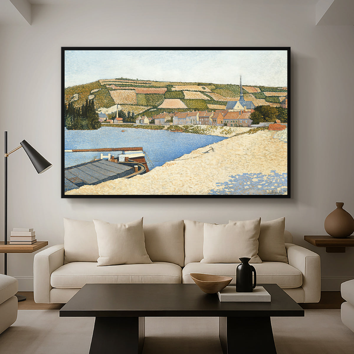 The Riverbank, Les Andelys, 1886 - Floater Framed Canvas Print