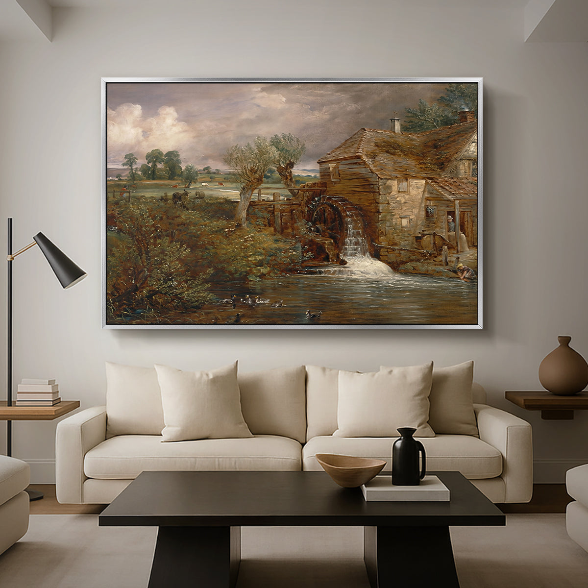 Parham Mill, Gillingham, 1826 - Floater Framed Canvas Print