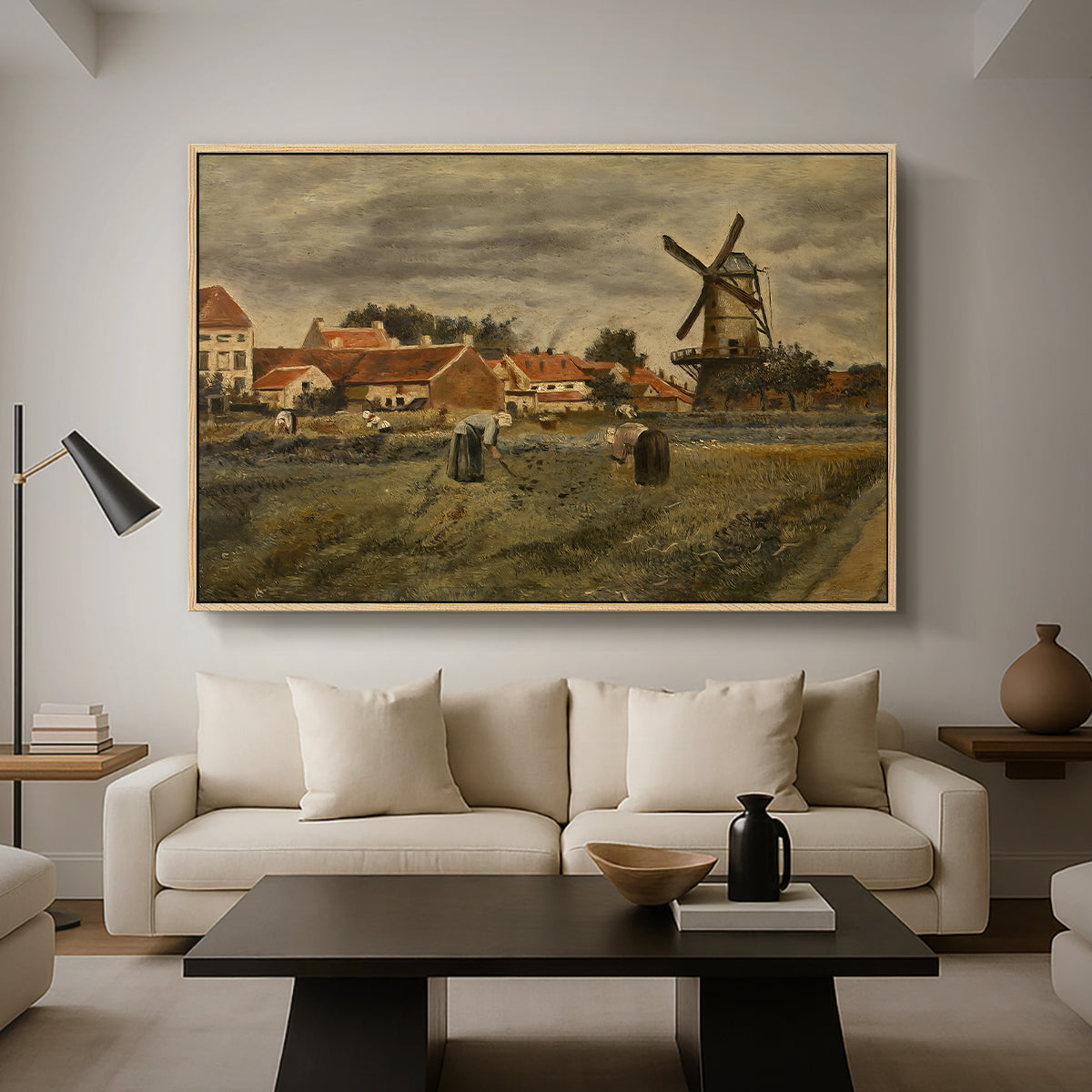 The Potato Harvest, c. 1875 - Floater Framed Canvas Print
