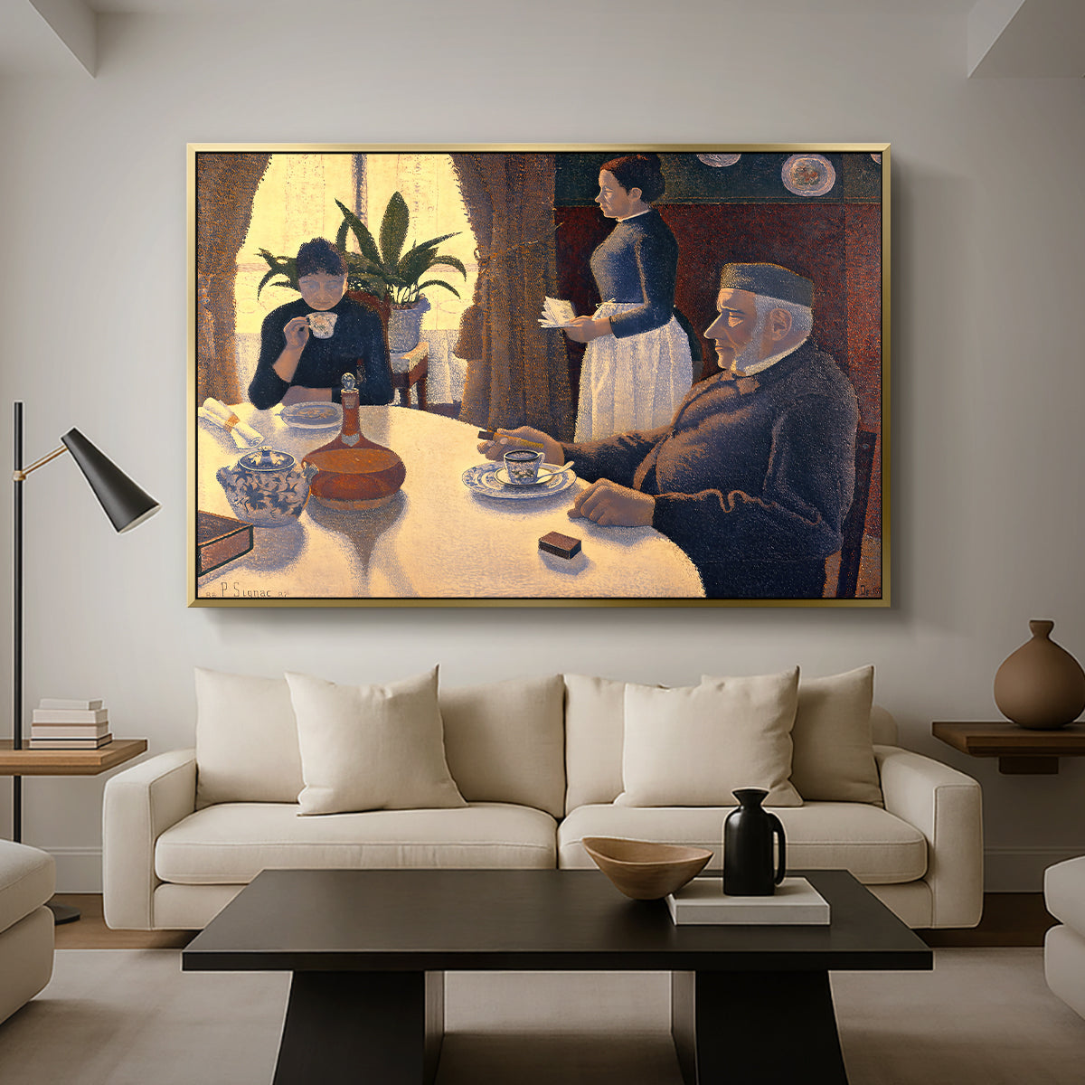 The Dining Room (Breakfast), 1886-1887 - Floater Framed Canvas Print