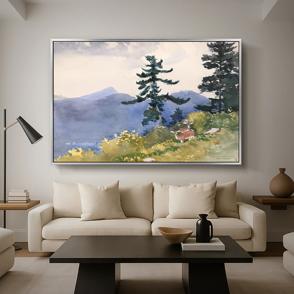 North Woods Club, Adirondacks, 1892 - Floater Framed Canvas Print