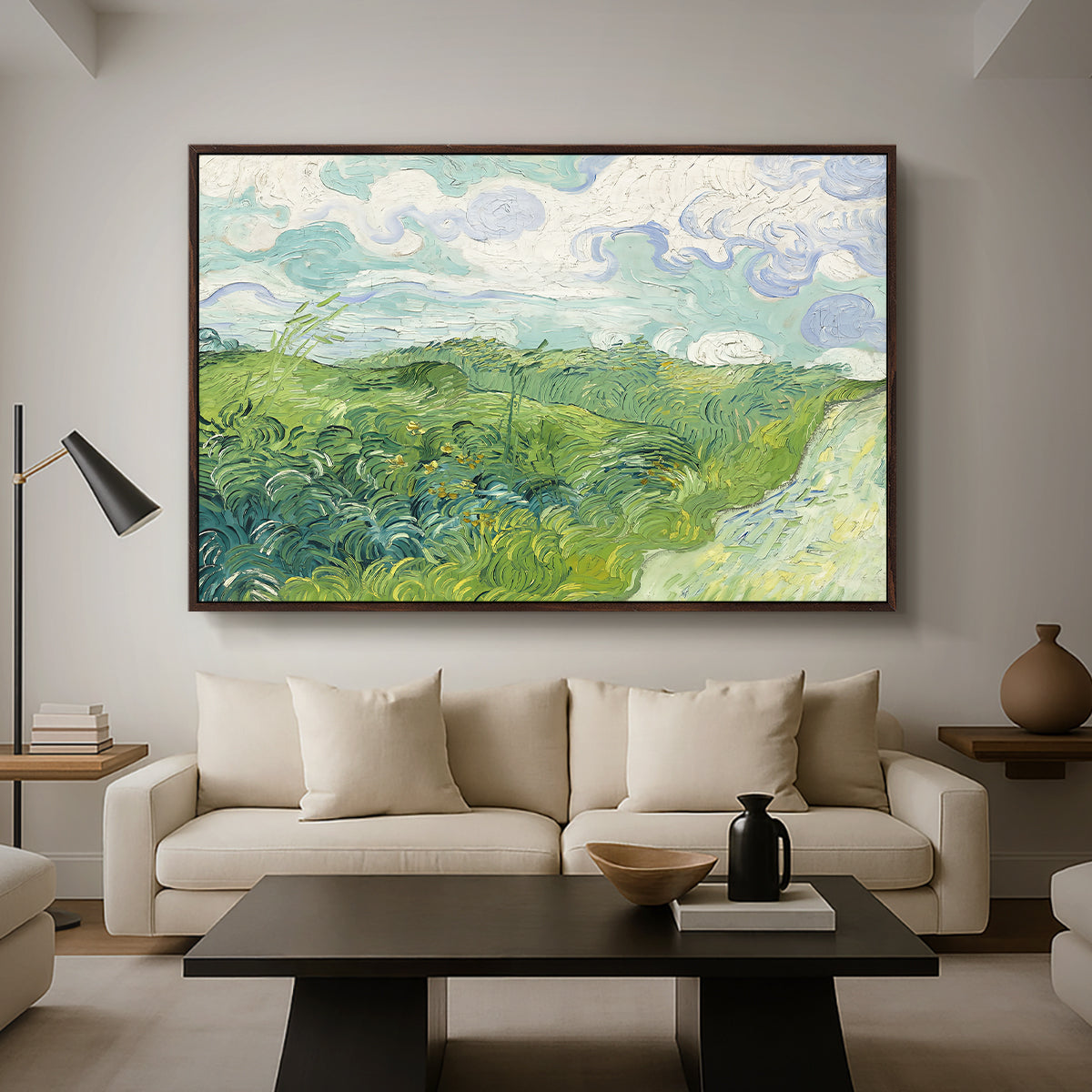 Green Wheat Field, Auvers, 1890 - Floater Framed Canvas Print