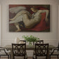 Canvas art print featuring a reclining female figure interacting with swan in mythological setting, showcased as a statement wall artwork