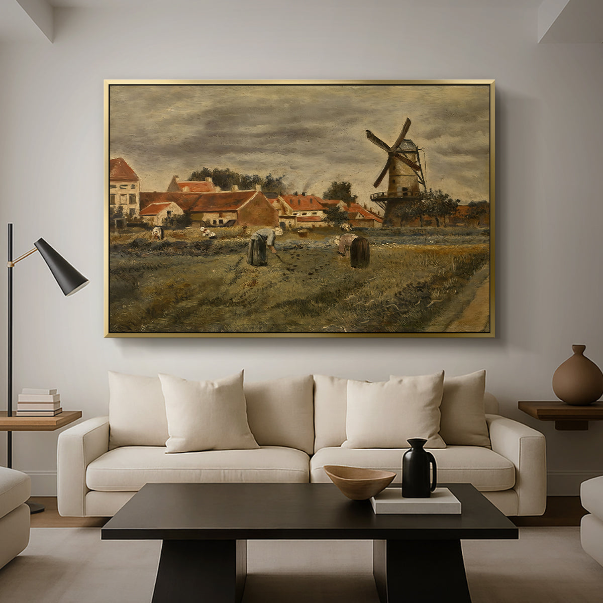 The Potato Harvest, c. 1875 - Floater Framed Canvas Print