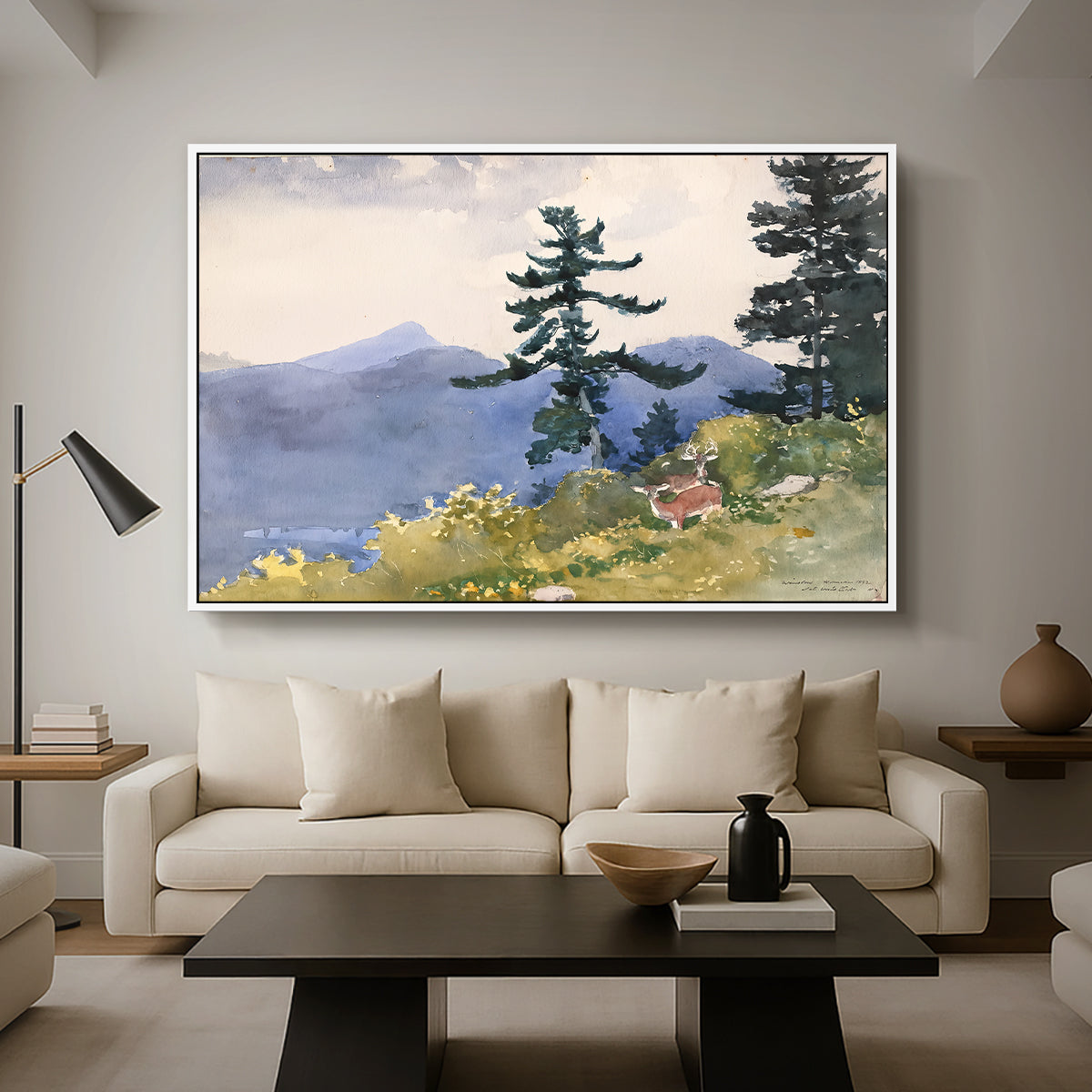 North Woods Club, Adirondacks, 1892 - Floater Framed Canvas Print