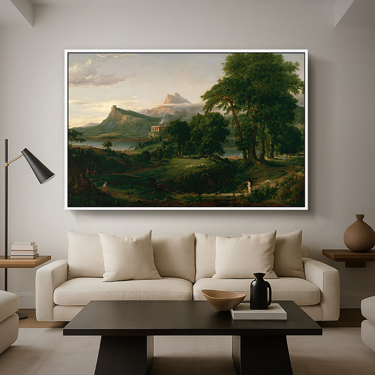 The Course of Empire: The Arcadian or Pastoral State, 1834 - Floater Framed Canvas Print