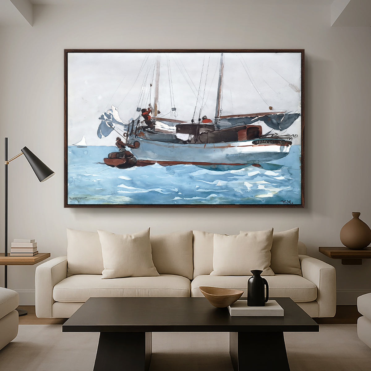 Taking on Wet Provisions, 1903 - Floater Framed Canvas Print