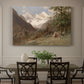 Canvas art print featuring a mountainous landscape with rugged terrain and distant peaks, showcased as a statement wall artwork