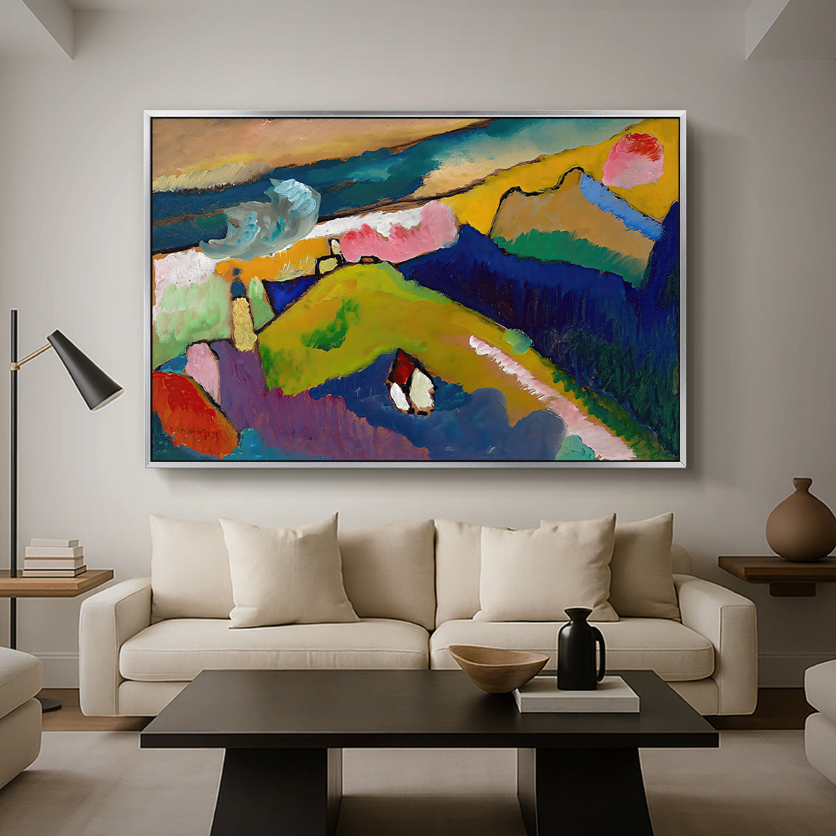 Murnau Mountain Landscape with Church, 1910 - Floater Framed Canvas Print