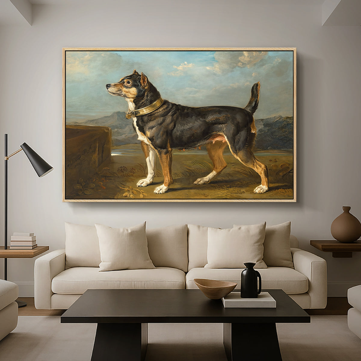 A Terrier in a Landscape, c. 1811 - Floater Framed Canvas Print
