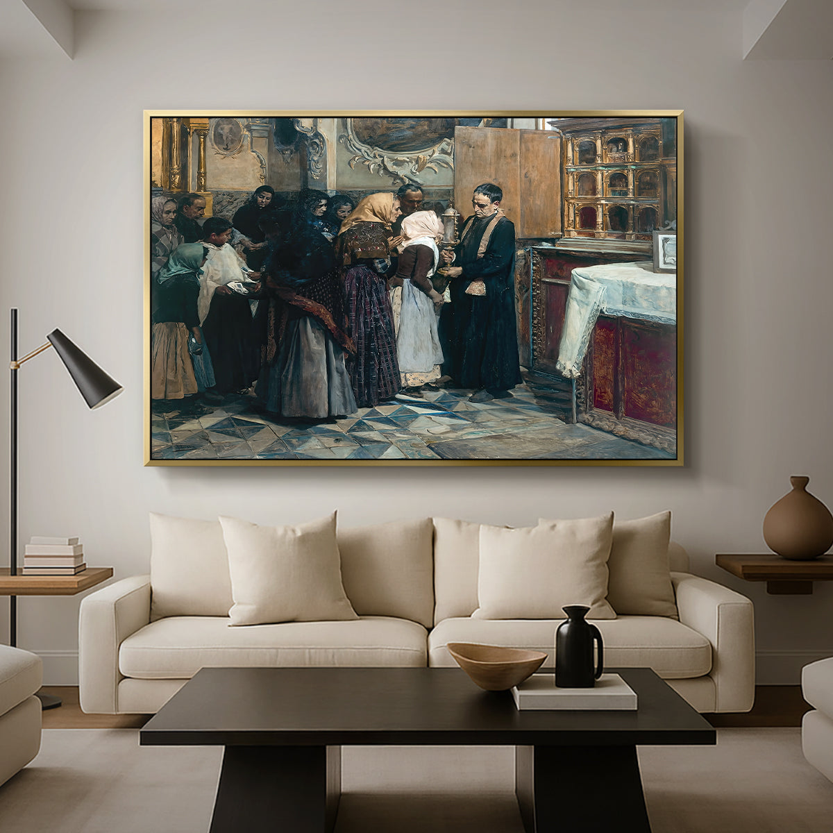 Kissing the Relic, 1893 - Floater Framed Canvas Print
