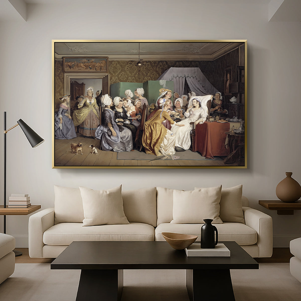 The Maternity Room (Scene from "Barselstuen"), 1845 - Floater Framed Canvas Print