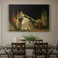 Canvas art print featuring an intimate interior scene with couple sharing a secret kiss, showcased as a statement wall artwork