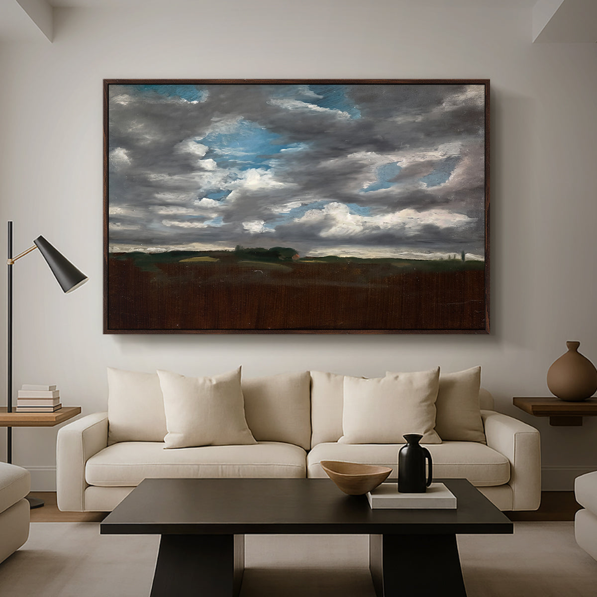 Extensive Landscape with Grey Clouds, c. 1821-1822 - Floater Framed Canvas Print