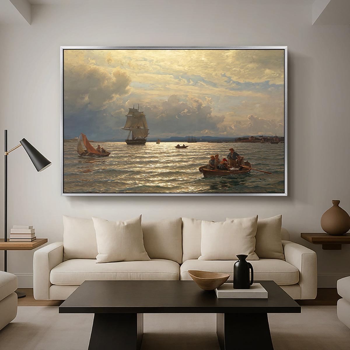 From the Inlet of Oslo, 1874 - Floater Framed Canvas Print