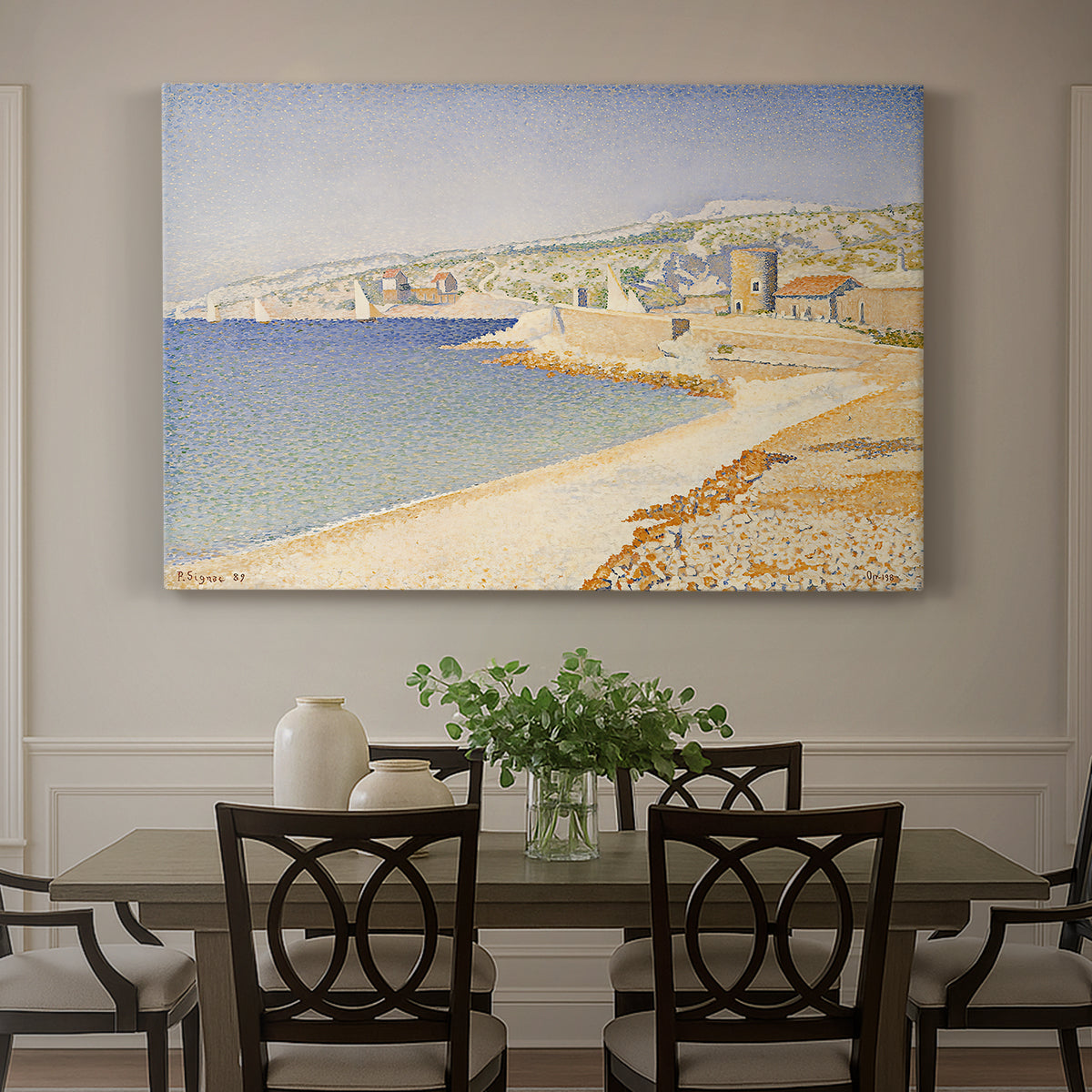 Canvas art print featuring a jetty extending into coastal water, showcased as a statement wall artwork