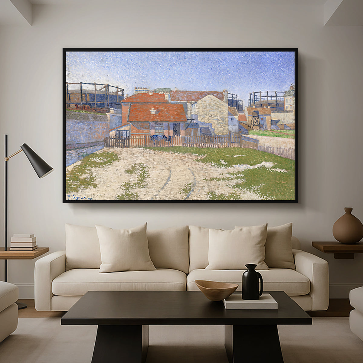Gasometers at Clichy, 1886 - Floater Framed Canvas Print