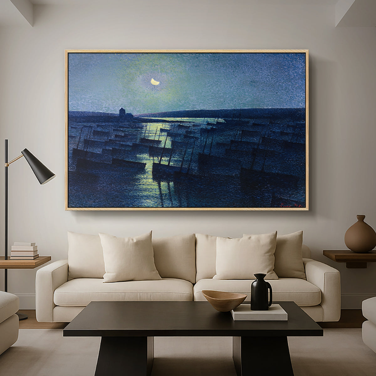 Camaret, Moonlight and Fishing Boats, 1894 - Floater Framed Canvas Print
