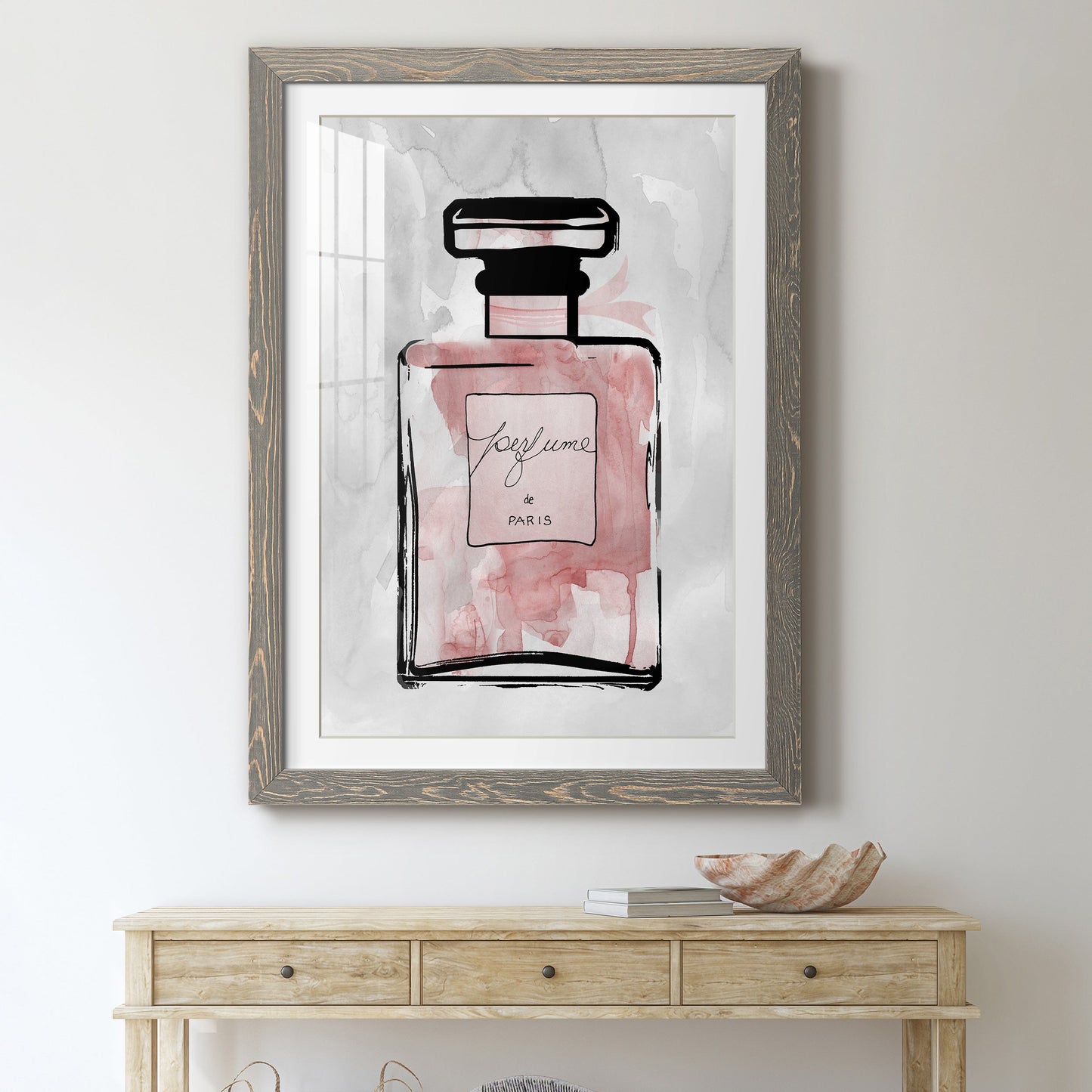 Blush Wash Perfume - Premium Framed Print - Distressed Barnwood Frame - Ready to Hang