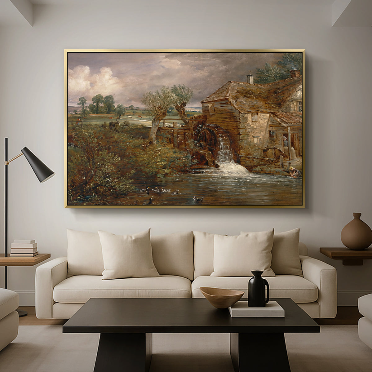 Parham Mill, Gillingham, 1826 - Floater Framed Canvas Print