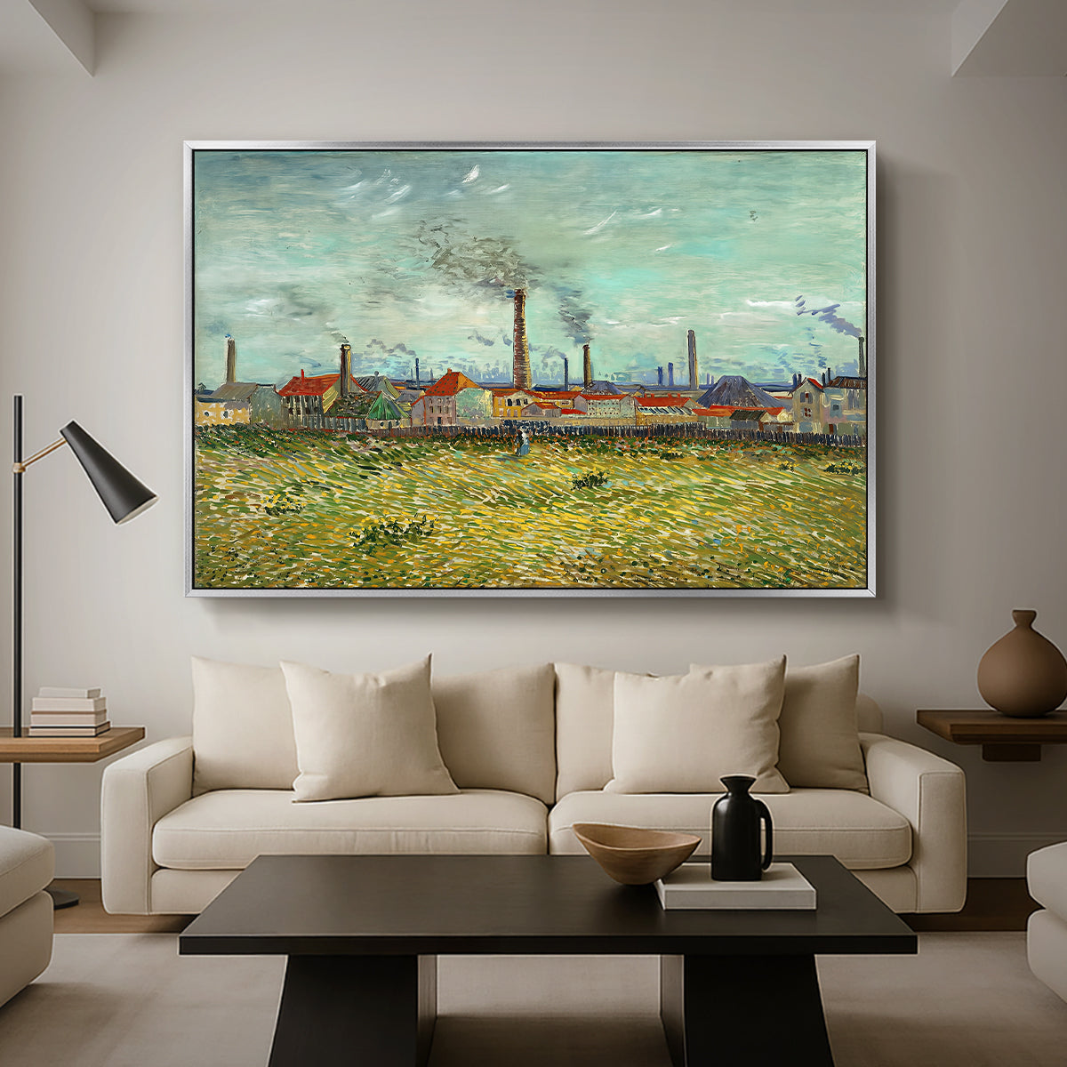 Factories at Clichy, 1887 - Floater Framed Canvas Print
