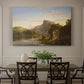 Canvas art print featuring a sunlit pastoral landscape with figures and classical architecture in open countryside, showcased as a statement wall artwork