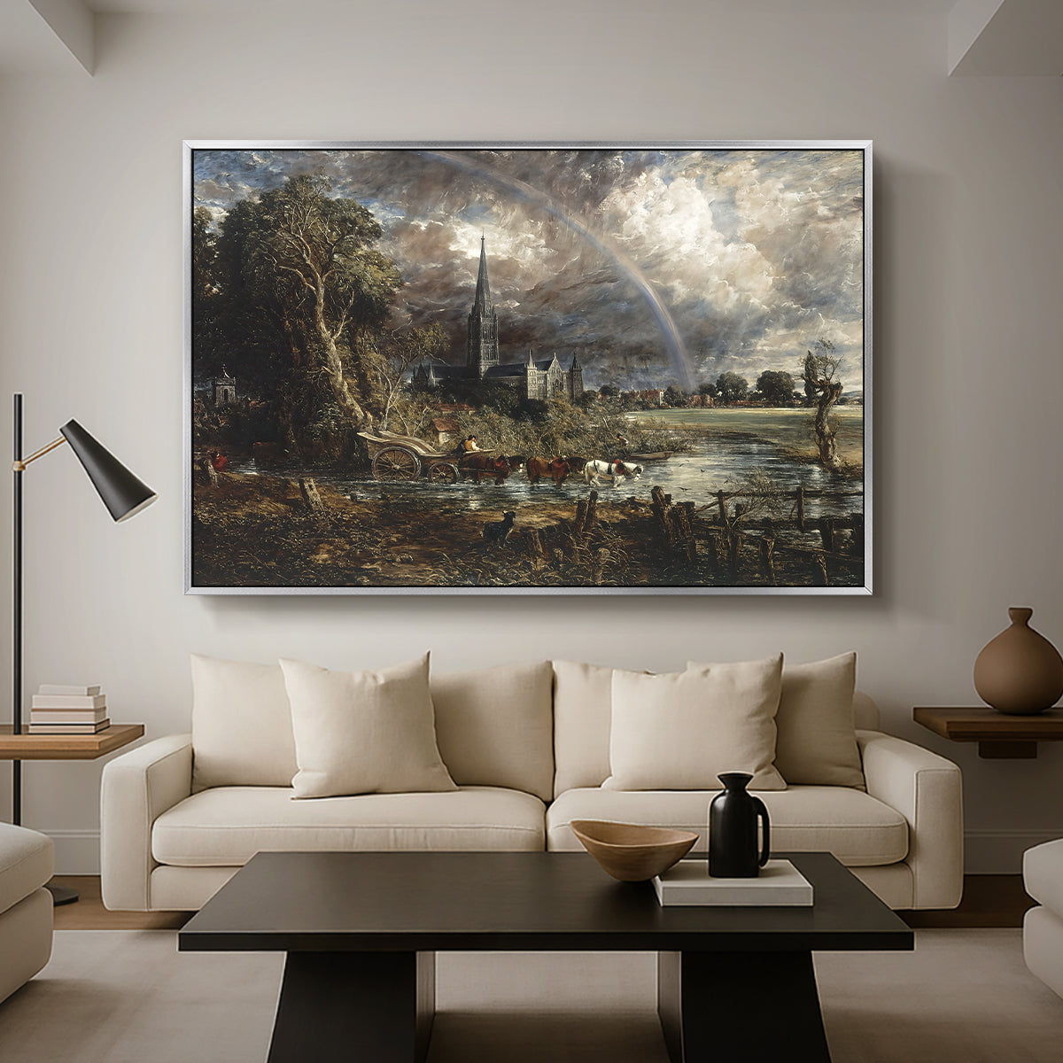 Salisbury Cathedral from the Meadows (Detail), 1831 - Floater Framed Canvas Print