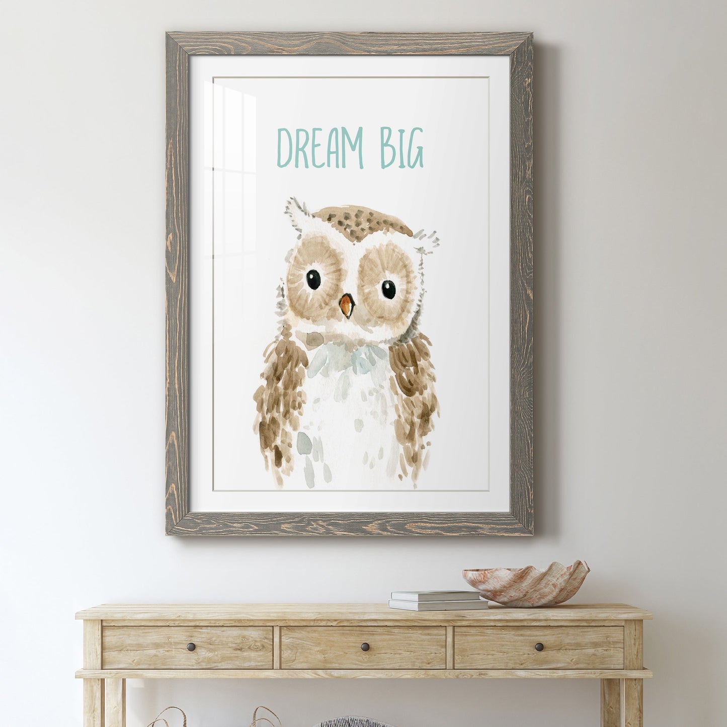 Dream Big Owl - Premium Framed Print - Distressed Barnwood Frame - Ready to Hang