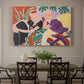 Canvas art print featuring two figures in a vivid interior engaged in conversation, showcased as a statement wall artwork
