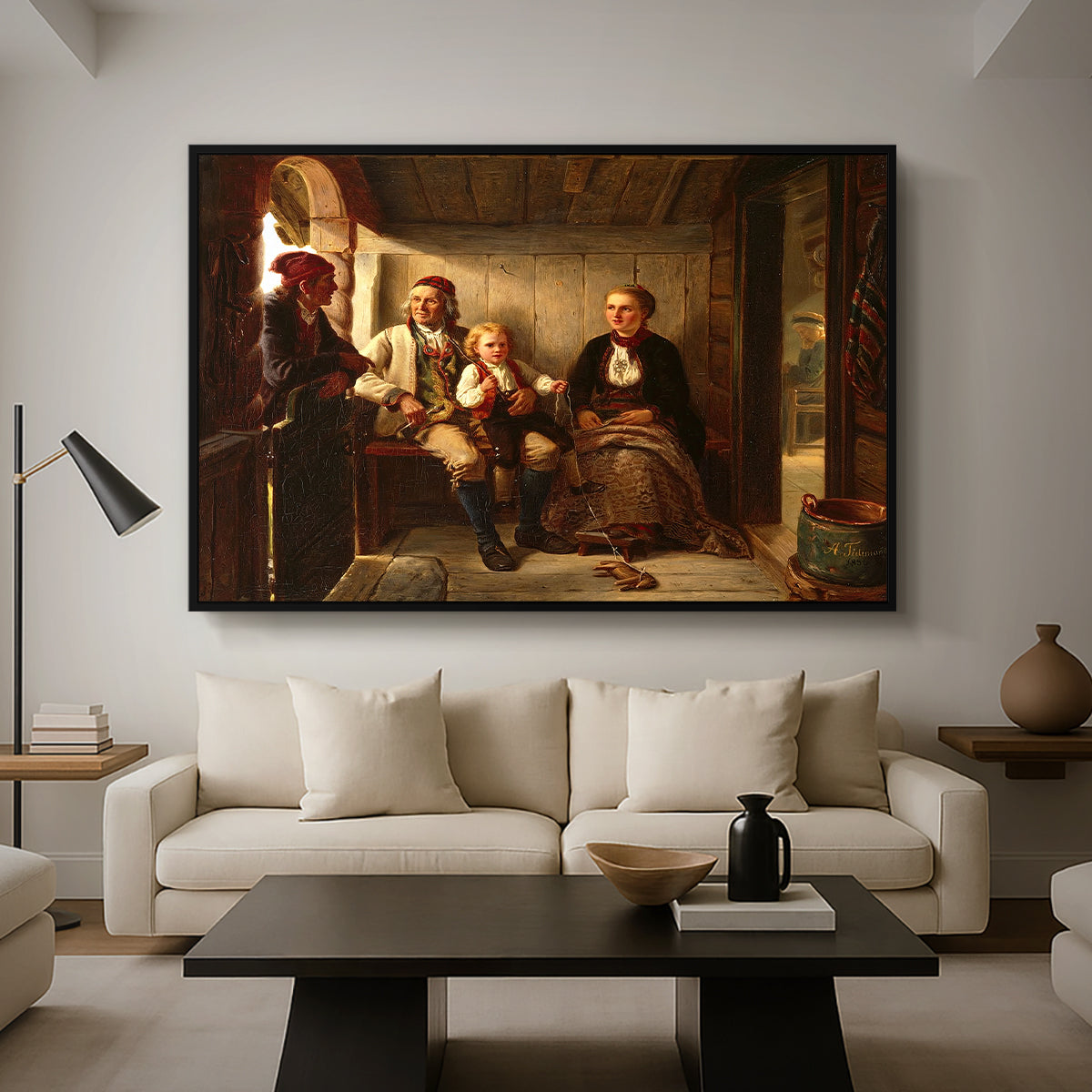 Neighbors (Naboer), 1855 - Floater Framed Canvas Print