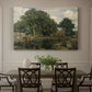 Canvas art print featuring a dense forest landscape with trees and filtered light across ground, showcased as a statement wall artwork