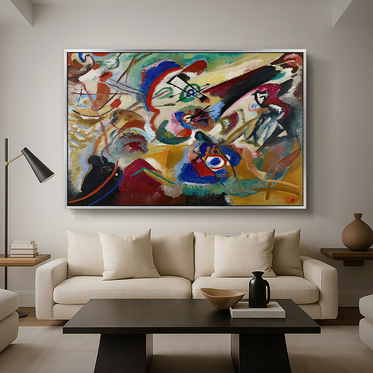Fragment 2 for Composition VII, 1913 - Floater Framed Canvas Print