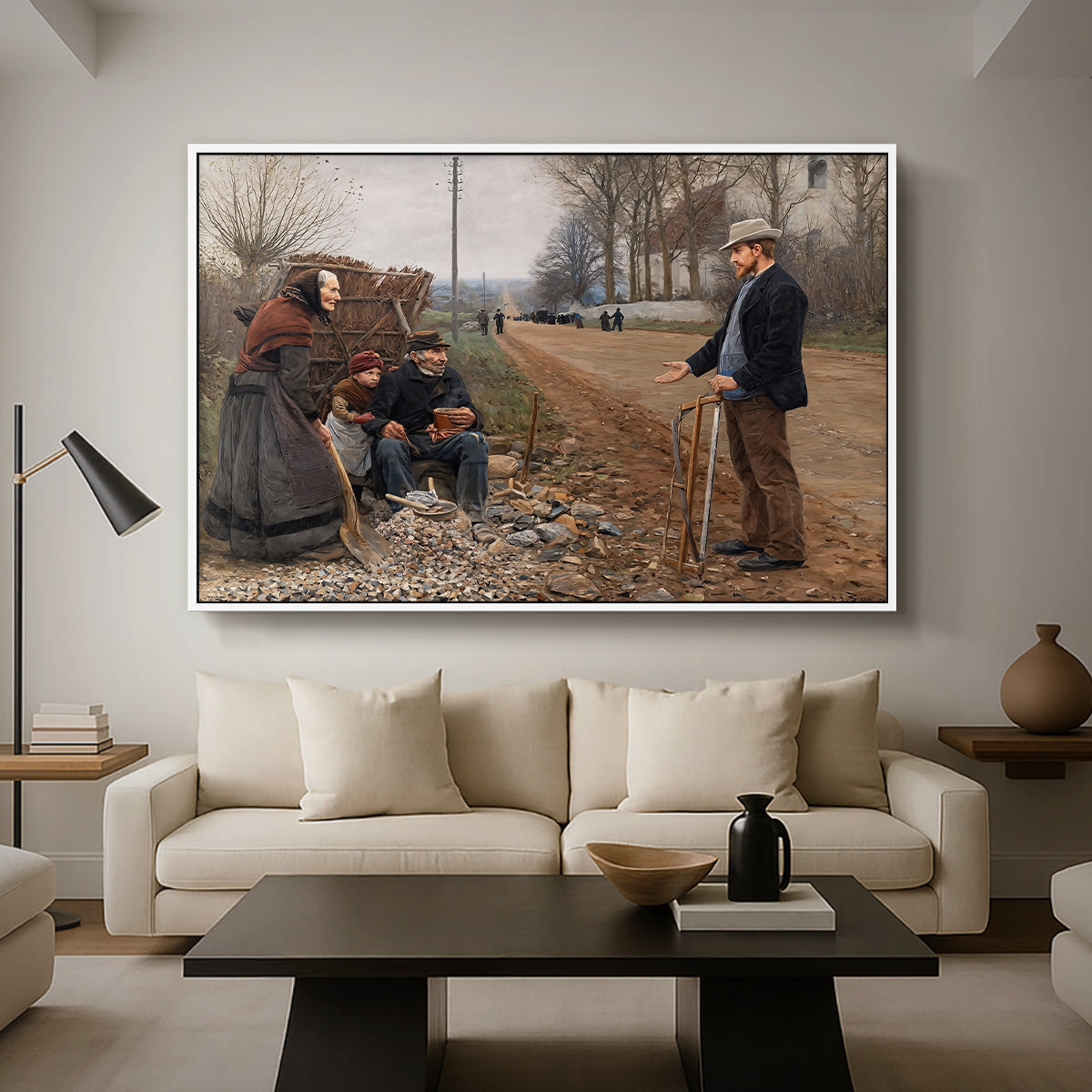 People by a Road, 1893 - Floater Framed Canvas Print