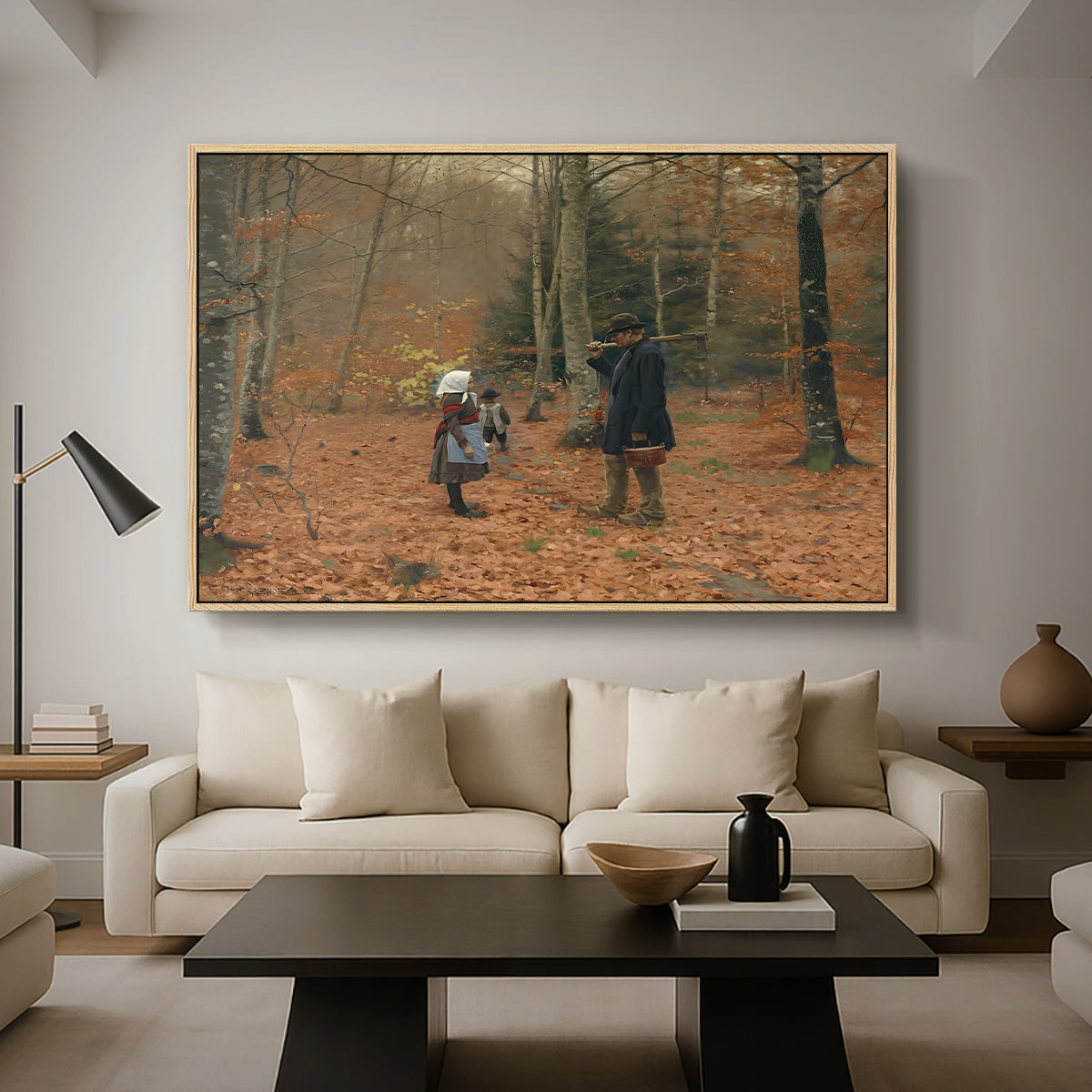 The Woodman and his Children, 1886 - Floater Framed Canvas Print