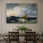 Canvas art print featuring a coastal scene with ships and distant shoreline, showcased as a statement wall artwork