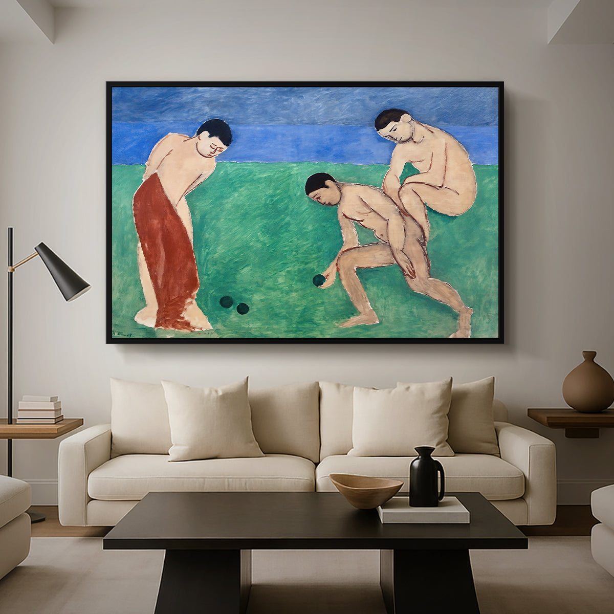 Game of Bowls, 1908 - Floater Framed Canvas Print