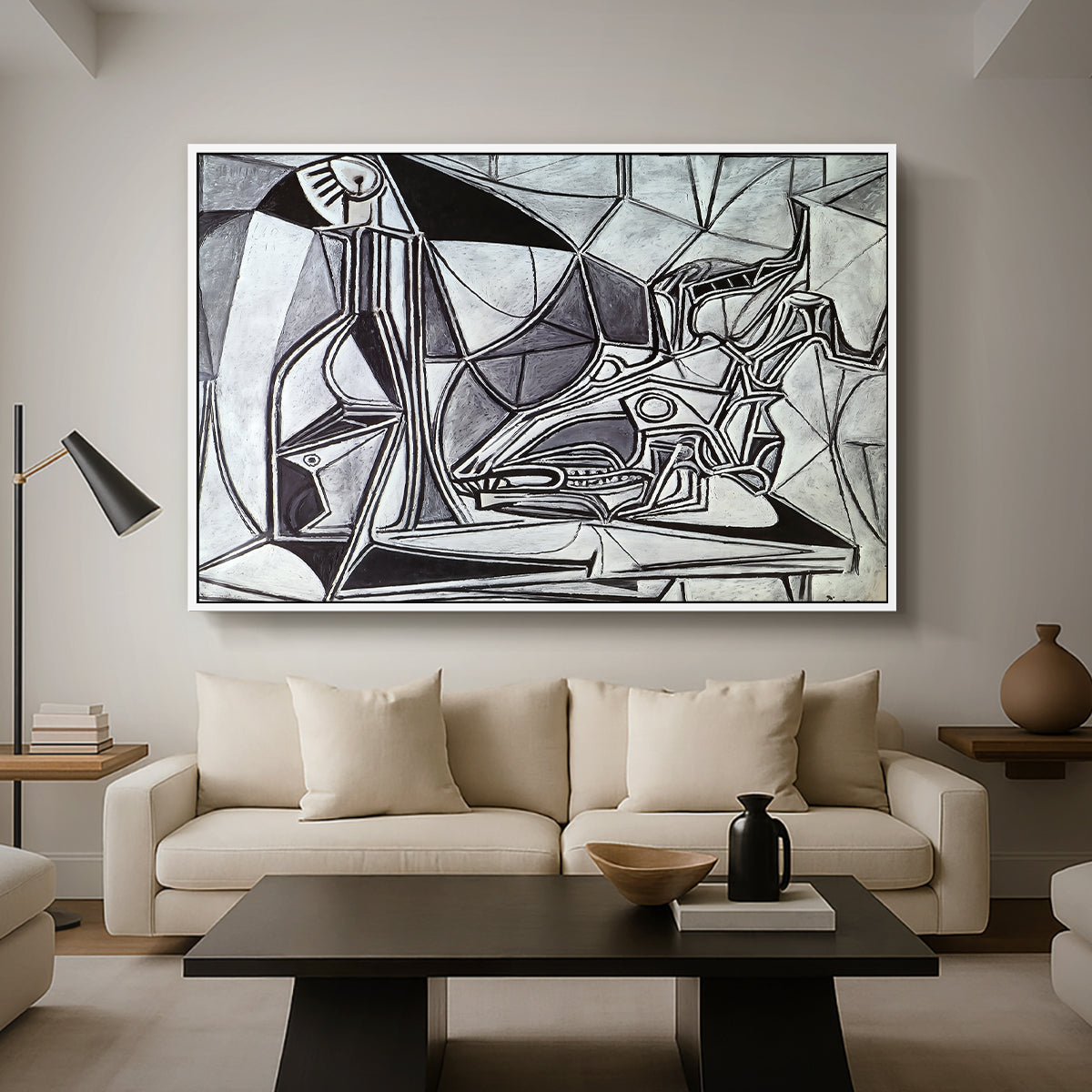 Goat's Skull, Bottle and Candle, 1952 - Floater Framed Canvas Print