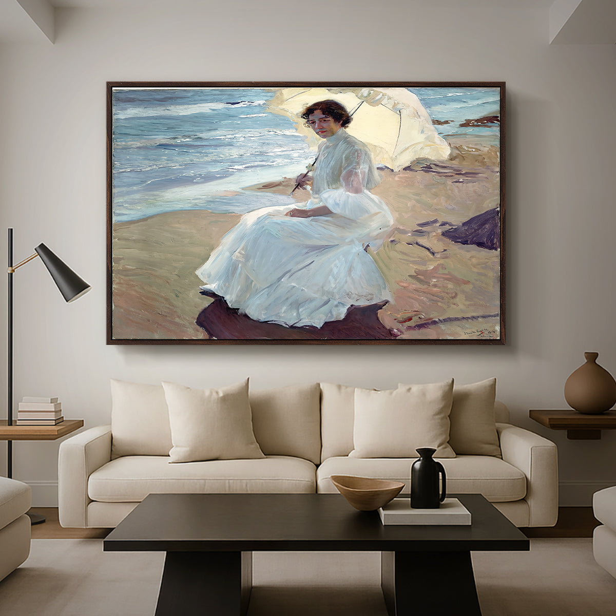 Clotilde on the Beach, 1904 - Floater Framed Canvas Print