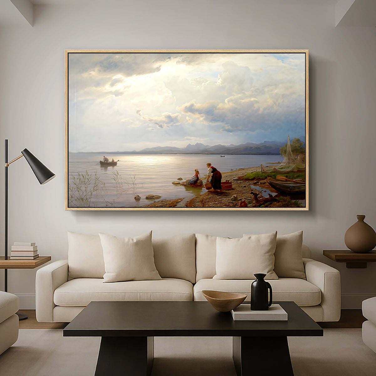 On the Banks of the Chiemsee, 1871 - Floater Framed Canvas Print