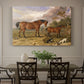 Canvas art print featuring a group of horses gathered together in landscape setting, showcased as a statement wall artwork