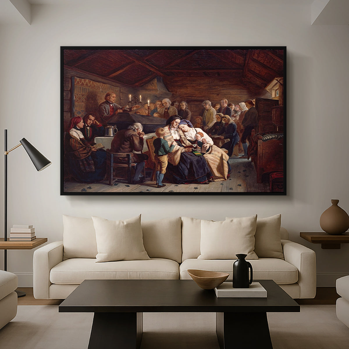 Funeral Feast, 1854 - Floater Framed Canvas Print