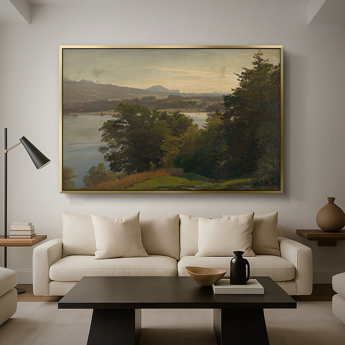 View of the Mondsee, 1870 - Floater Framed Canvas Print