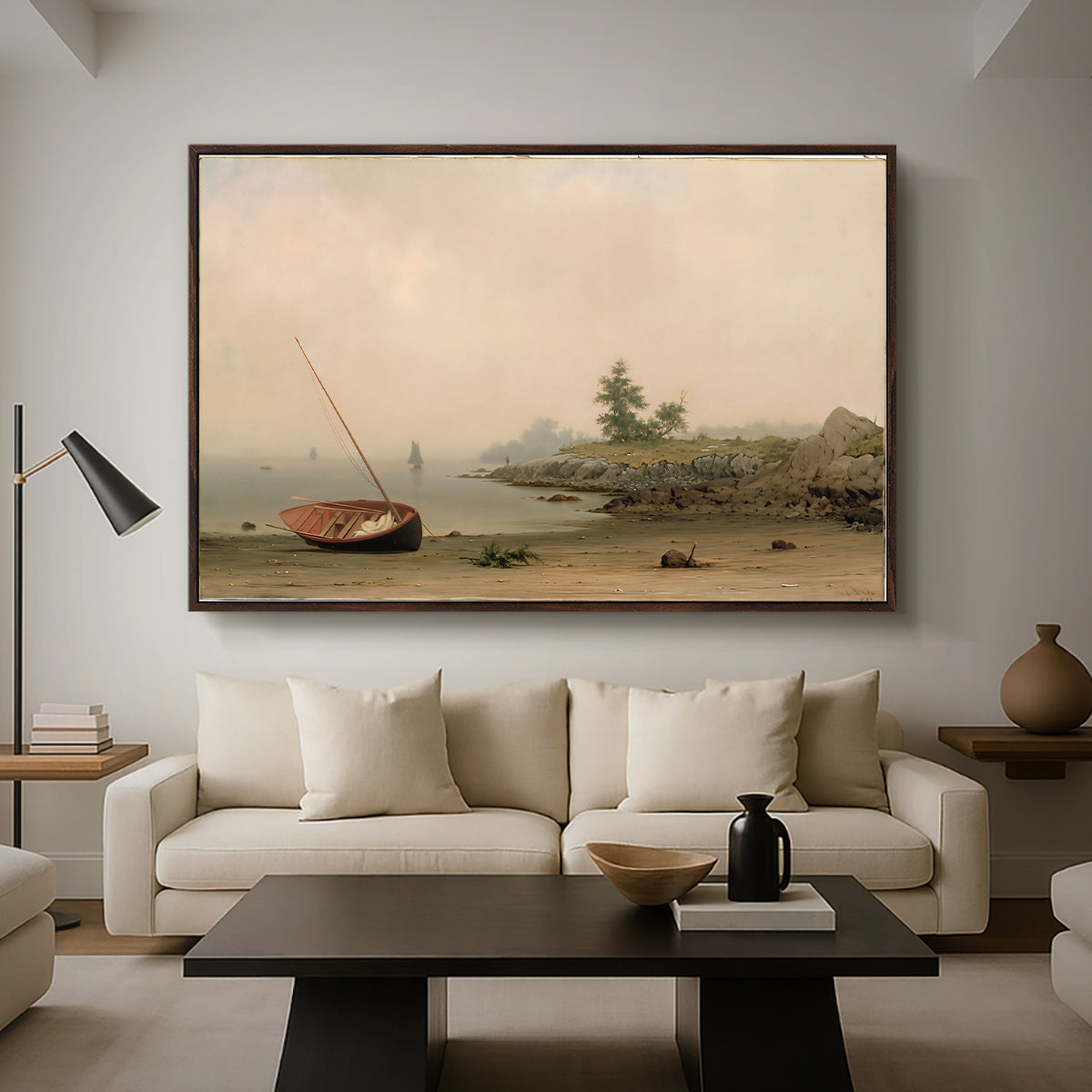 The Stranded Boat, 1863 - Floater Framed Canvas Print