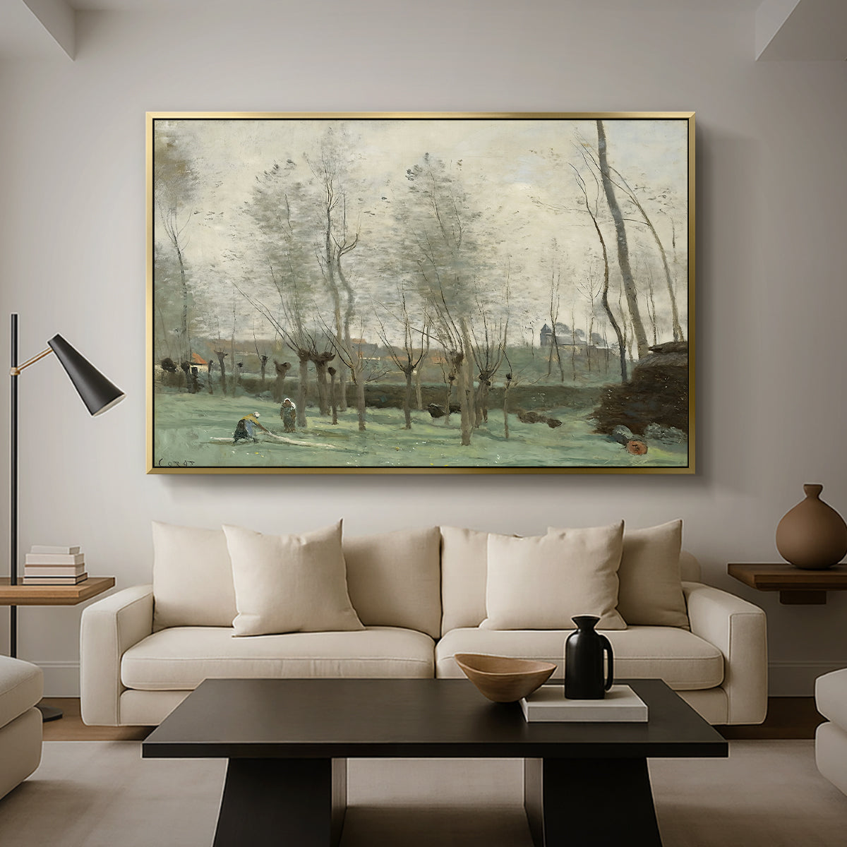 Washerwomen in a Willow Grove, c. 1871 - Floater Framed Canvas Print
