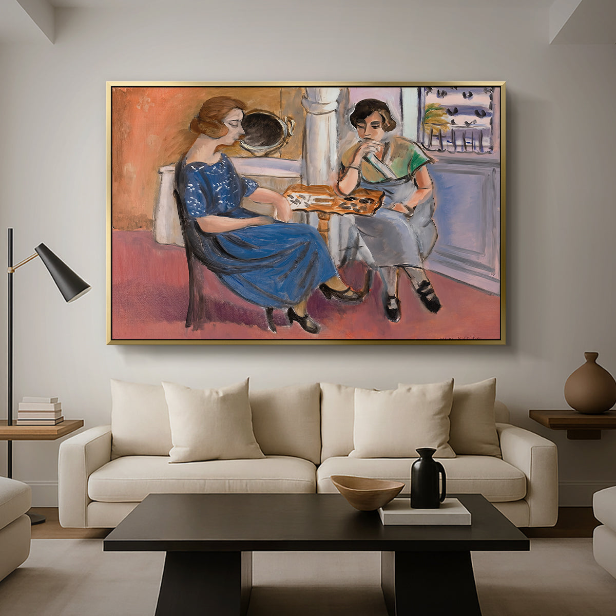 Domino Players, 1921 - Floater Framed Canvas Print