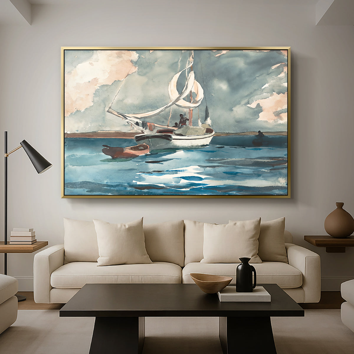 Sloop, Nassau, 1899 - Floater Framed Canvas Print