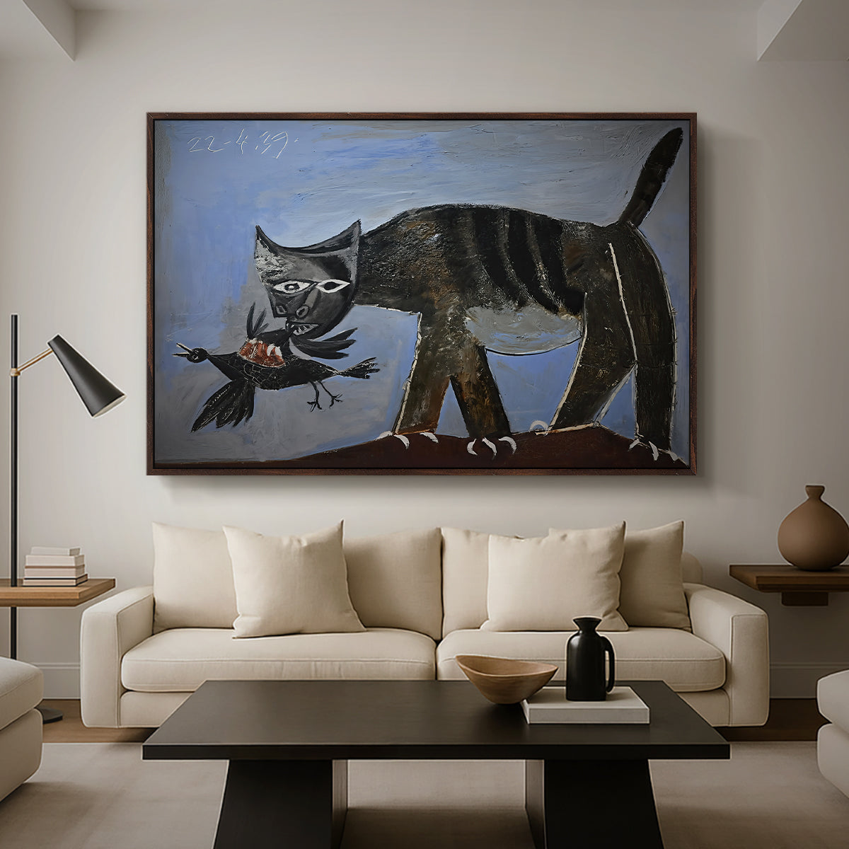 Cat Catching a Bird, 1939 - Floater Framed Canvas Print