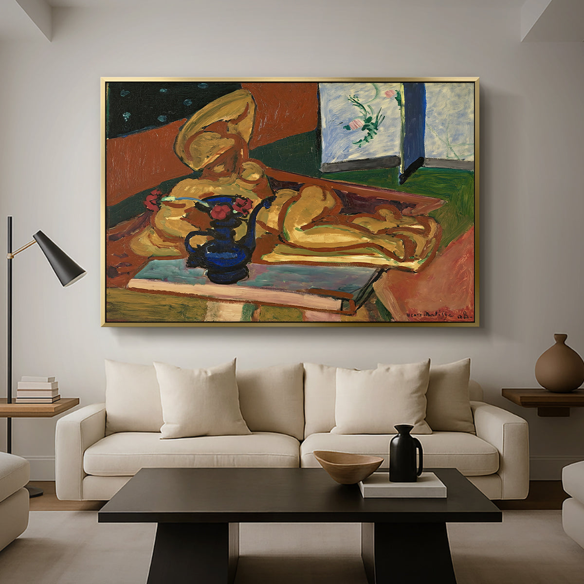 Sculpture and Persian Vase (The Bronze Figure), 1908 - Floater Framed Canvas Print
